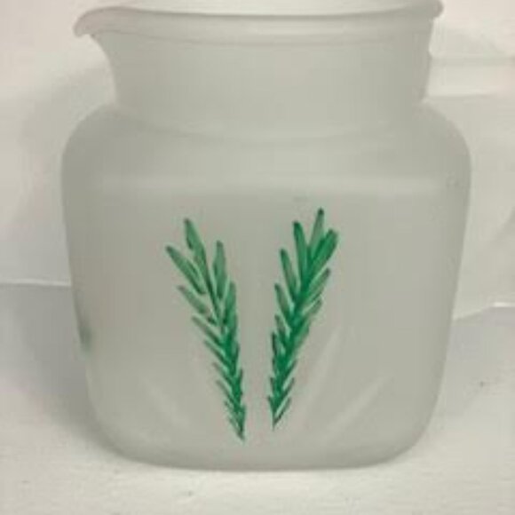 Beautiful  Hand Painted Glass Pitch  By Hazel Atlas Tomato Frost Design Pitcher - Picture 3 of 6